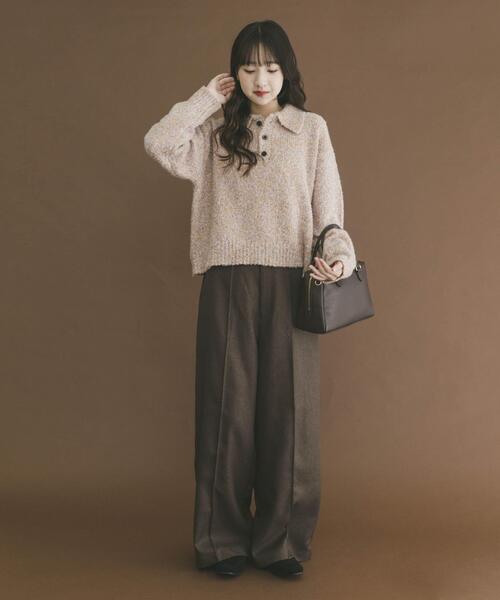 ITEMS URBANRESEARCH（アイテムズ アーバンリサーチ）の「ネップミックスポロニット（ニット/セーター・レディース・グレー/ピンク/ブラウン・FREE）」の21枚目の写真