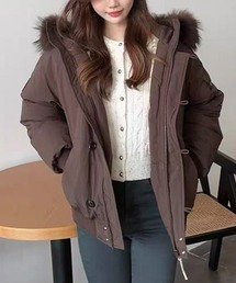 ダウンジャケット/コート（ブラウン/茶色系・フェイクファー