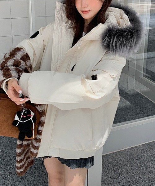 セール】ファーフード付き中綿ジャケット（ダウンジャケット/コート