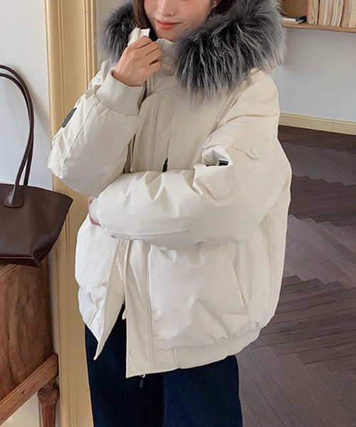 セール】ファーフード付き中綿ジャケット（ダウンジャケット/コート