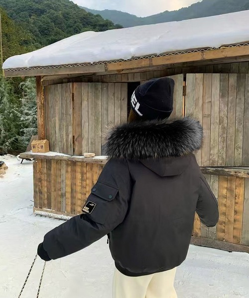 LAFFMO（ラフモ）の「ファーフード付き中綿ジャケット（ダウンジャケット/コート・レディース・ブラウン/オフホワイト/ブラック・S/M/L/XL）」の17枚目の写真