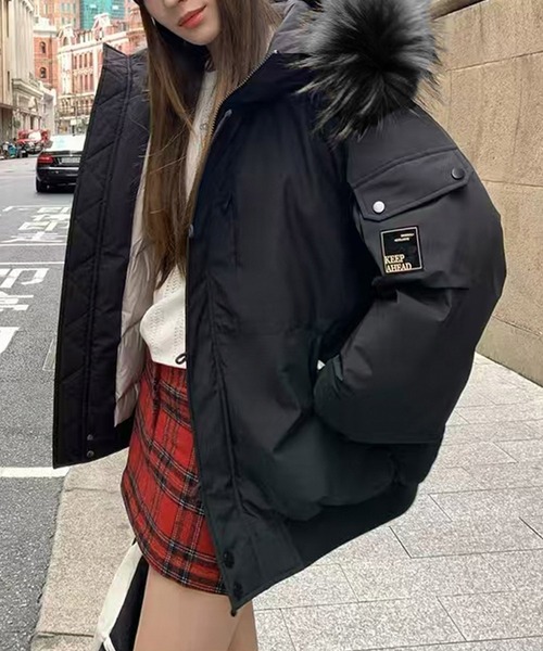 LAFFMO（ラフモ）の「ファーフード付き中綿ジャケット（ダウンジャケット/コート・レディース・ブラウン/オフホワイト/ブラック・S/M/L/XL）」の18枚目の写真