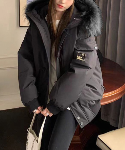 LAFFMO（ラフモ）の「ファーフード付き中綿ジャケット（ダウンジャケット/コート・レディース・ブラウン/オフホワイト/ブラック・S/M/L/XL）」の21枚目の写真