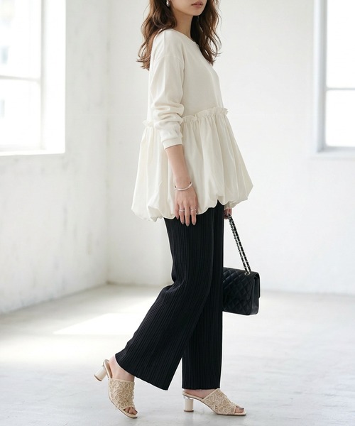 簡単切るだけ裾上げセルフカットOK！]ランダムプリーツパンツ