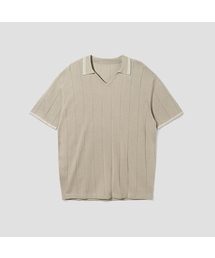AGOD（エージーオーディー）の「V-neck collar short sleeve shirt knit [Beige]（ニット/セーター・メンズ）」