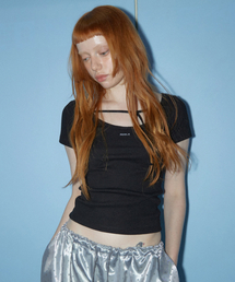 RENSE（レンセ）の「Back Point Boat Neck Half Tee Black（Tシャツ/カットソー）」