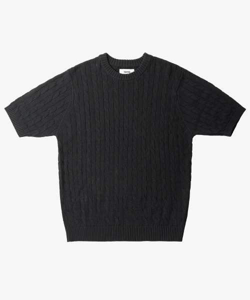 TOFFEE(トフィー)の「クラシックケーブルラウンドネックハーフニット(ブラック)(ニット/セーター・メンズ・その他・MEDIUM/LARGE/X-LARGE)」の2枚目の写真