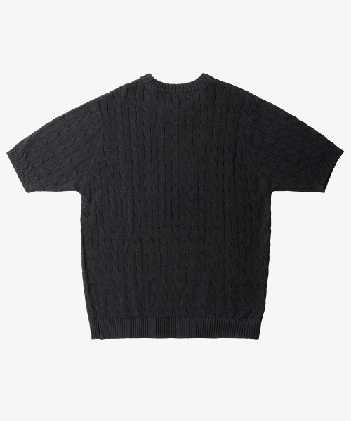 TOFFEE(トフィー)の「クラシックケーブルラウンドネックハーフニット(ブラック)(ニット/セーター・メンズ・その他・MEDIUM/LARGE/X-LARGE)」の3枚目の写真