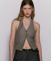 Evelyn halter neck vest grey