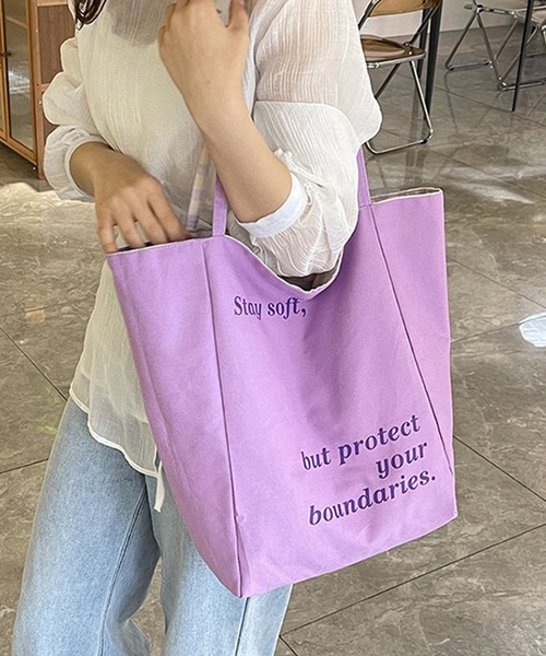 c.u.l（シーユーエル）の「リバーシブル A4サイズ可 大容量 ギンガムチェック ショルダー トートバッグ cula1348（トートバッグ・レディース・グリーン/パープル・FREE）」の6枚目の写真