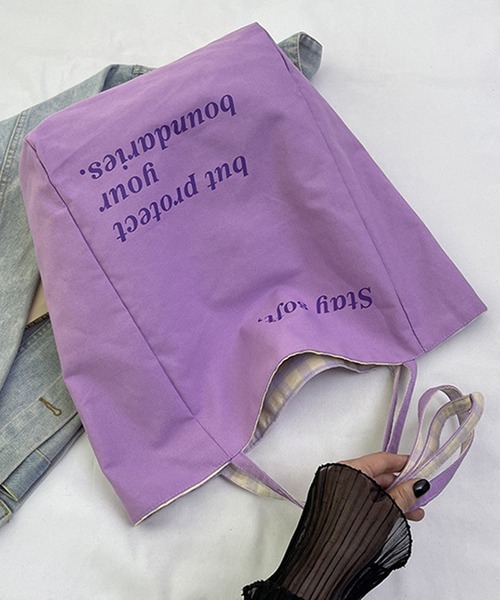 c.u.l（シーユーエル）の「リバーシブル A4サイズ可 大容量 ギンガムチェック ショルダー トートバッグ cula1348（トートバッグ・レディース・グリーン/パープル・FREE）」の13枚目の写真