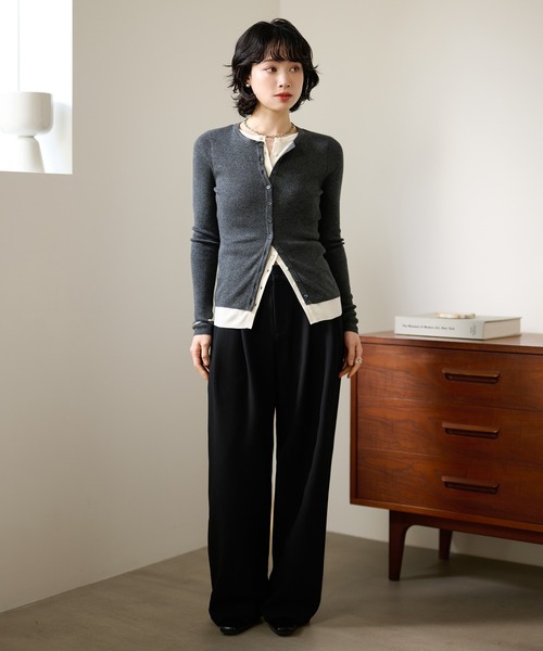 LAULEN(ローレン)の「bicolor layered knit cardigan /配色レイヤード長袖ニットカーディガン(カーディガン/ボレロ・レディース・ベージュ/ブラック/チャコールグレー/レッド・FREE)」の20枚目の写真