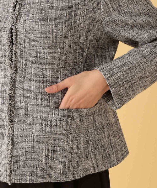 Elura（エルーラ）の「≪入卒/セレモニー/通勤≫ツイードクルージャケット/602138（ノーカラージャケット・レディース・ネイビー/ブラック・LARGE/MEDIUM）」の17枚目の写真