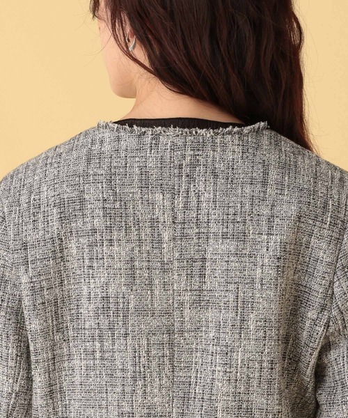 Elura（エルーラ）の「≪入卒/セレモニー/通勤≫ツイードクルージャケット/602138（ノーカラージャケット・レディース・ネイビー/ブラック・LARGE/MEDIUM）」の19枚目の写真