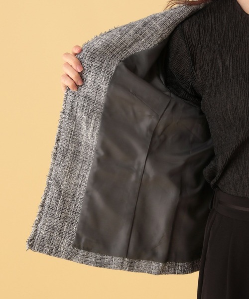 Elura（エルーラ）の「≪入卒/セレモニー/通勤≫ツイードクルージャケット/602138（ノーカラージャケット・レディース・ネイビー/ブラック・LARGE/MEDIUM）」の20枚目の写真