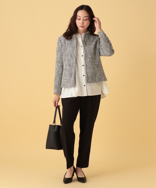Elura（エルーラ）の「≪入卒/セレモニー/通勤≫ツイードクルージャケット/602138（ノーカラージャケット・レディース・ネイビー/ブラック・LARGE/MEDIUM）」の6枚目の写真