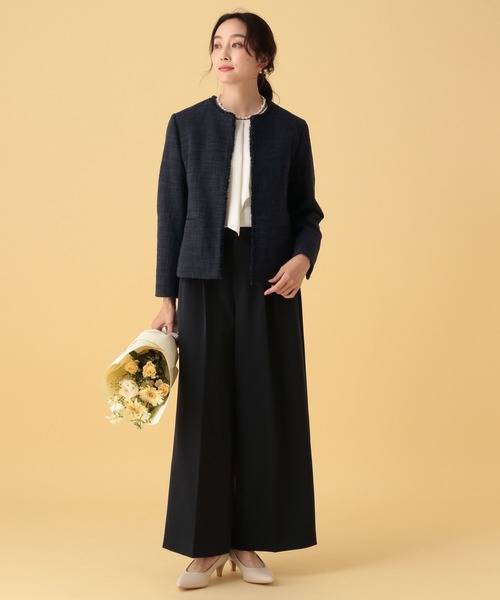 Elura（エルーラ）の「≪入卒/セレモニー/通勤≫ツイードクルージャケット/602138（ノーカラージャケット・レディース・ネイビー/ブラック・LARGE/MEDIUM）」の9枚目の写真