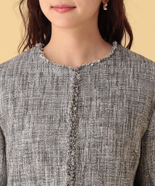 Elura（エルーラ）の「≪入卒/セレモニー/通勤≫ツイードクルージャケット/602138（ノーカラージャケット・レディース・ネイビー/ブラック・LARGE/MEDIUM）」の13枚目の写真