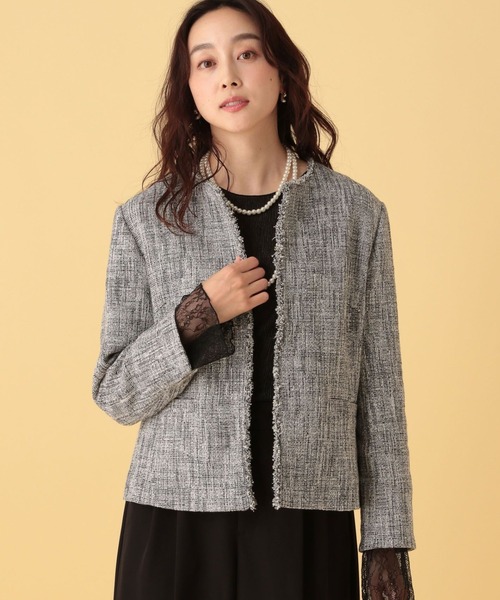 Elura（エルーラ）の「≪入卒/セレモニー/通勤≫ツイードクルージャケット/602138（ノーカラージャケット・レディース・ネイビー/ブラック・LARGE/MEDIUM）」の22枚目の写真