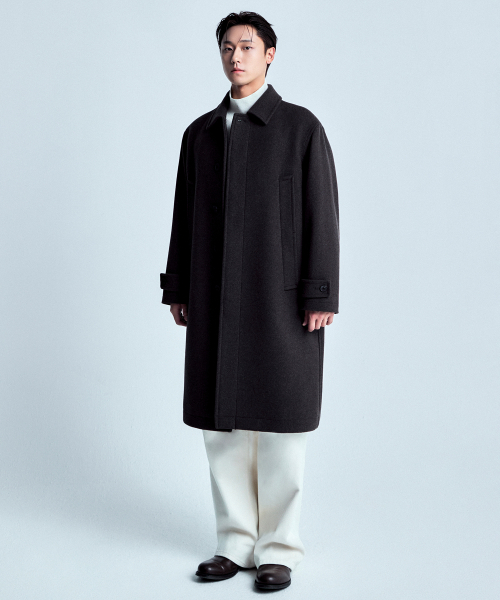 セール】ウールブレンドオーバーサイズロングポケットバルマカンコート