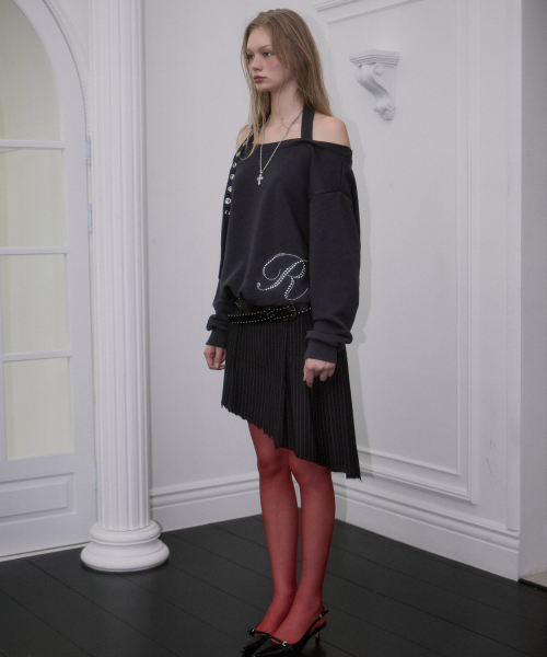 ROSEFRANTZ（ロゼフランツ）の「Eyelet Strap Open Sweatshirt [Charcoal]（スウェット・レディース・チャコールグレー・OS）」の3枚目の写真