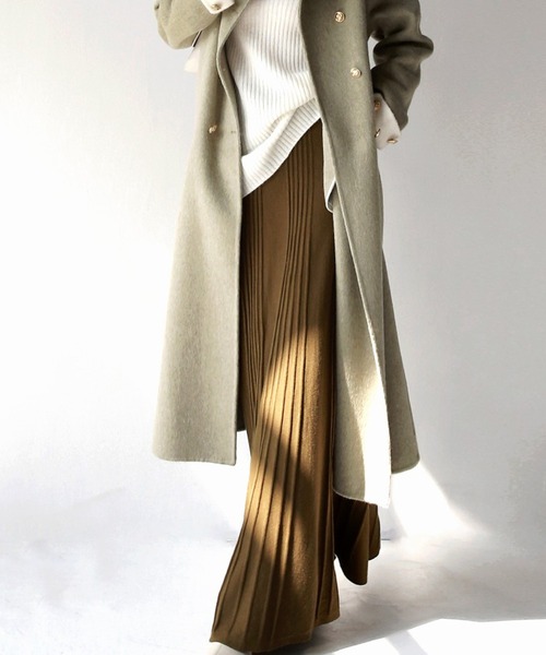 Doula Doula（ドゥーラドゥーラ）の「プリーツニットロングスカート（スカート・レディース・グレー/キャメル・FREE）」の2枚目の写真