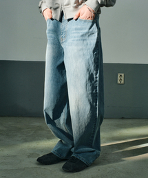 DIVEIN（ダイブイン）の「LOOSED WIDE DENIM PANTS (RIBBED LIGHTBLUE)（デニムパンツ）」