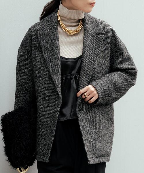 GALLEST（ギャレスト）の「ネップツイードコクーンジャケット（チェスターコート・レディース・ブラック系3/ブラウン系4・38/34）」の2枚目の写真