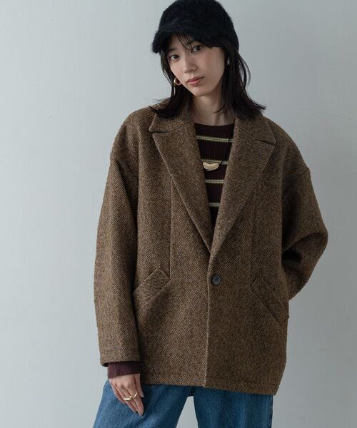 GALLEST（ギャレスト）の「ネップツイードコクーンジャケット（チェスターコート・レディース・ブラック系3/ブラウン系4・38/34）」の3枚目の写真