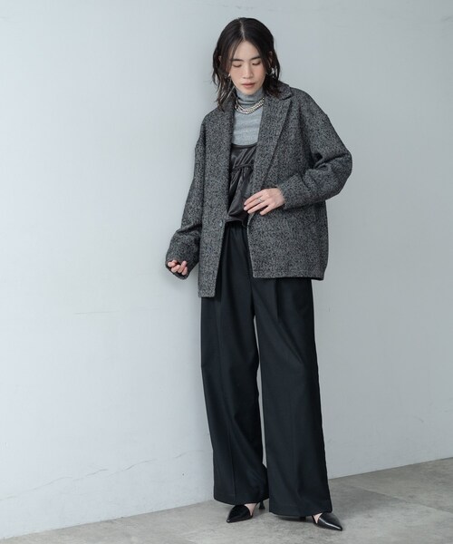 GALLEST（ギャレスト）の「ネップツイードコクーンジャケット（チェスターコート・レディース・ブラック系3/ブラウン系4・38/34）」の4枚目の写真