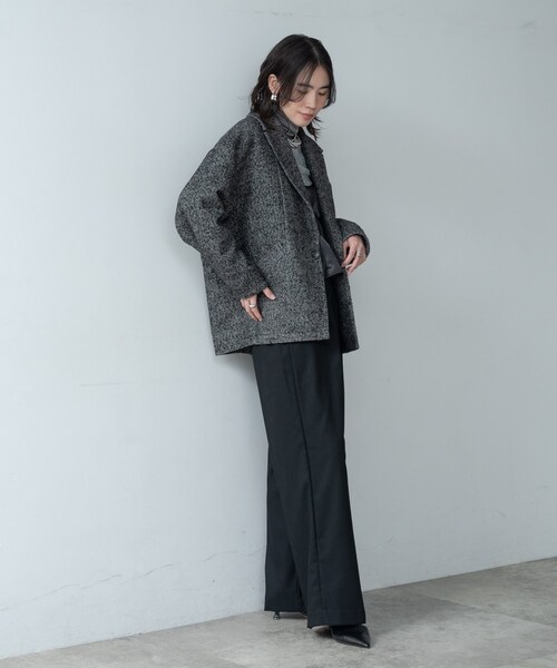 GALLEST（ギャレスト）の「ネップツイードコクーンジャケット（チェスターコート・レディース・ブラック系3/ブラウン系4・38/34）」の5枚目の写真