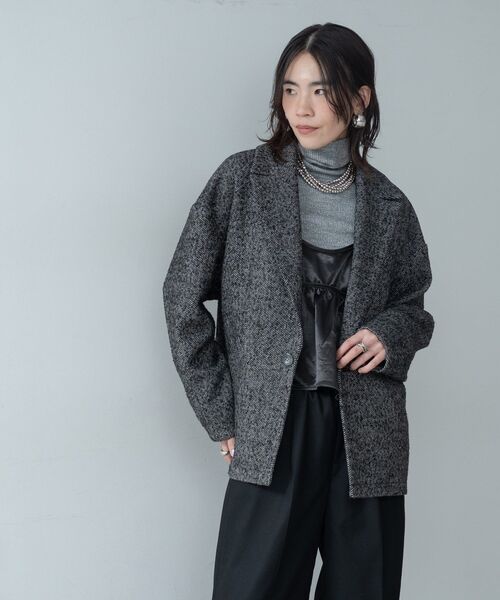 GALLEST（ギャレスト）の「ネップツイードコクーンジャケット（チェスターコート・レディース・ブラック系3/ブラウン系4・38/34）」の6枚目の写真