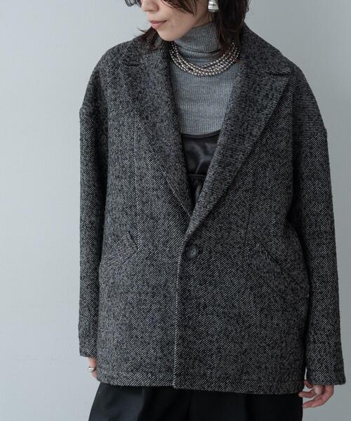 GALLEST（ギャレスト）の「ネップツイードコクーンジャケット（チェスターコート・レディース・ブラック系3/ブラウン系4・38/34）」の10枚目の写真