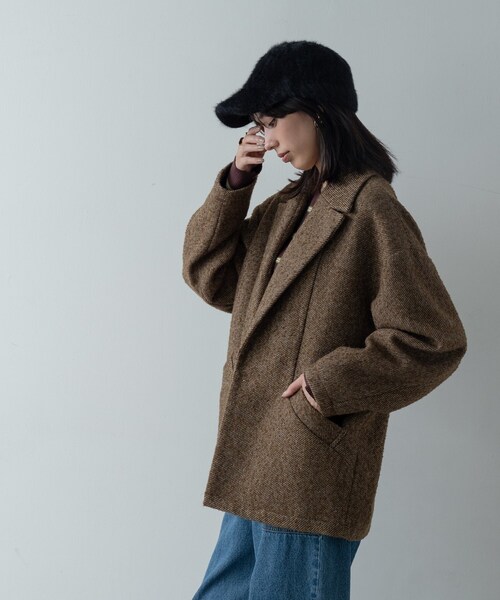 GALLEST（ギャレスト）の「ネップツイードコクーンジャケット（チェスターコート・レディース・ブラック系3/ブラウン系4・38/34）」の13枚目の写真