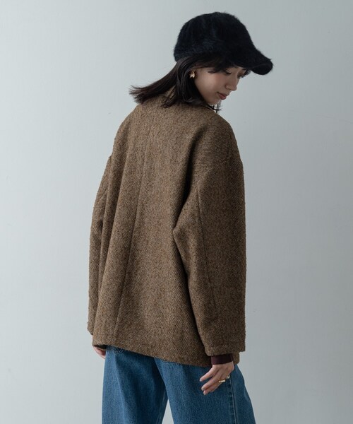 GALLEST（ギャレスト）の「ネップツイードコクーンジャケット（チェスターコート・レディース・ブラック系3/ブラウン系4・38/34）」の14枚目の写真