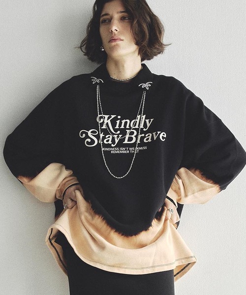 ROSE BUD(ローズバッド)の「(mag.by c)BLEACH L/S SWEAT(スウェット・レディース・グレー/ブラック・ONE SIZE)」の2枚目の写真
