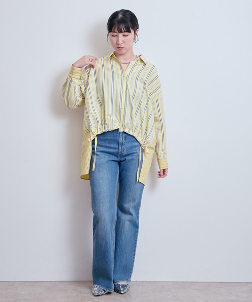 LHELBIE(レルビエ)の「クレイジーパターンストライプシャツ(シャツ/ブラウス・レディース・ブルー/イエロー・M)」の11枚目の写真
