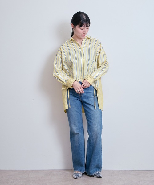 LHELBIE(レルビエ)の「クレイジーパターンストライプシャツ(シャツ/ブラウス・レディース・ブルー/イエロー・M)」の20枚目の写真