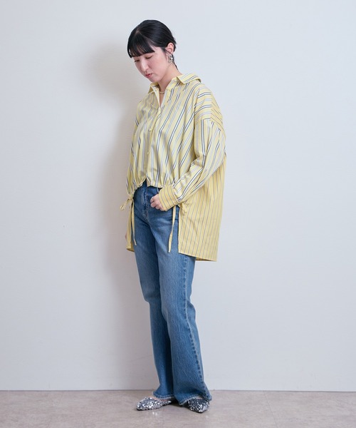 LHELBIE(レルビエ)の「クレイジーパターンストライプシャツ(シャツ/ブラウス・レディース・ブルー/イエロー・M)」の10枚目の写真