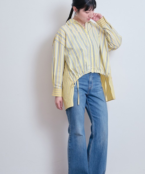 LHELBIE(レルビエ)の「クレイジーパターンストライプシャツ(シャツ/ブラウス・レディース・ブルー/イエロー・M)」の12枚目の写真