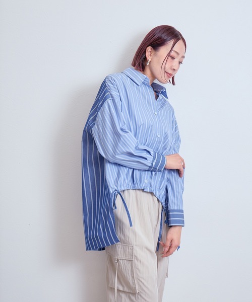 LHELBIE(レルビエ)の「クレイジーパターンストライプシャツ(シャツ/ブラウス・レディース・ブルー/イエロー・M)」の6枚目の写真