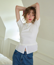 Shirt Detail Round-neck T_ Ivory