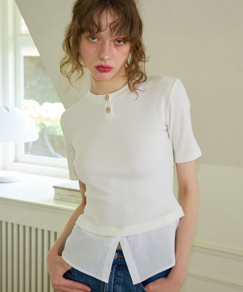 SALON DE YOHN(サロンドヨーン)の「Shirt Detail Round-neck T_ Ivory(Tシャツ/カットソー・レディース・その他・MEDIUM/SMALL)」の2枚目の写真