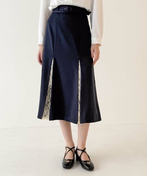 an another angelus（アンアナザーアンジェラス）の「レース切替ナロースカート/fint フィント（スカート・レディース・ネイビー/ラベンダー・FREE）」の12枚目の写真