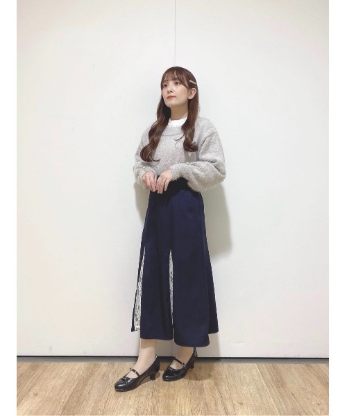 an another angelus（アンアナザーアンジェラス）の「レース切替ナロースカート/fint フィント（スカート・レディース・ネイビー/ラベンダー・FREE）」の8枚目の写真