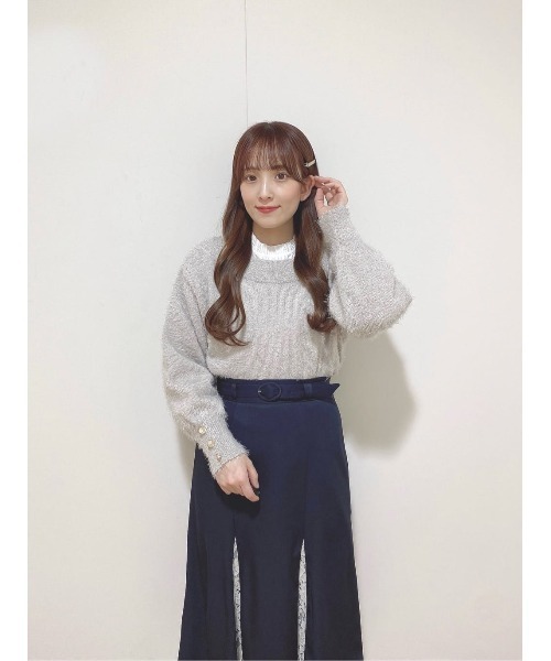 an another angelus（アンアナザーアンジェラス）の「レース切替ナロースカート/fint フィント（スカート・レディース・ネイビー/ラベンダー・FREE）」の10枚目の写真