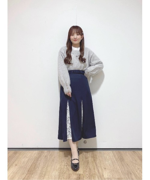 an another angelus（アンアナザーアンジェラス）の「レース切替ナロースカート/fint フィント（スカート・レディース・ネイビー/ラベンダー・FREE）」の5枚目の写真