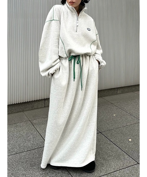 DISCUS（ディスカス）の「DISCUS FRENCHTERRY HALF ZIP OP（ワンピース・レディース・オートミール/コーラル/ブラック・36/38）」の2枚目の写真