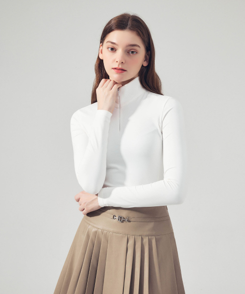 LORDLOAR(ロードロアル)の「スリムジッパーカラーネックTシャツホワイト(ポロシャツ・レディース・その他・MEDIUM/LARGE/SMALL)」の2枚目の写真