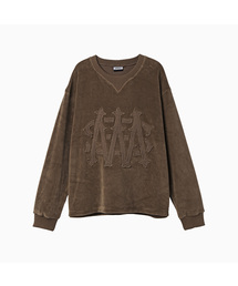 Applique Velour Sweatshirt_Brown